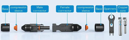 Y&H 2 Pairs Male＆Female Waterproof Plug PV Cable Connector for Solar Inverter Panels PV Systems and Wire Connection Open Cut Off-Grid