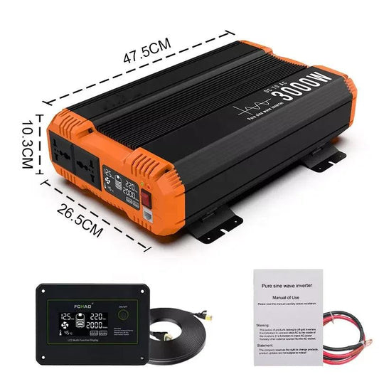 FCHAO 6000W Pure Sine Wave Inverter, 12/24/48V to 220V Converter, AU Socket, LCD Display & Remote Control,for Home, Camping, RV