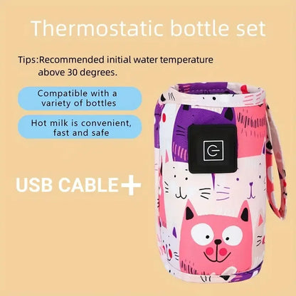 USB Milk Water Warmer, Travel Stroller Insulated Bag, Nursing Bottle Heater, Portable Bottle Feeding Warmer, Christmas, Hallowee Open Cut Off-Grid