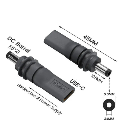 C to DC/D to D Power Adapter for Starlink Mini PD100W USB C Female to DC5521 Male Connector Charge Barrel Jack Power Adapter Open Cut Off-Grid