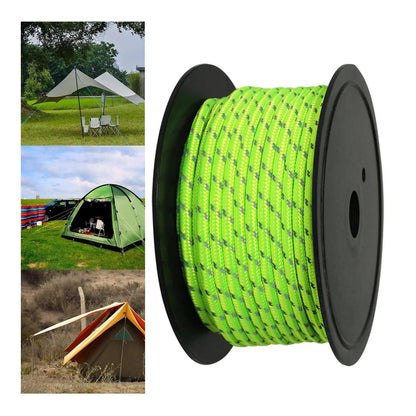 30M 6mm Reflective Tent Rope Guylines Luminous Camping Tent Rope Canopy for Outdoor Travel Canopy Guy Line Open Cut Off-Grid