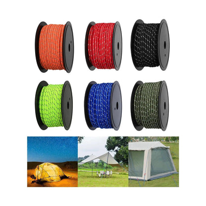 30M 6mm Reflective Tent Rope Guylines Luminous Camping Tent Rope Canopy for Outdoor Travel Canopy Guy Line Open Cut Off-Grid