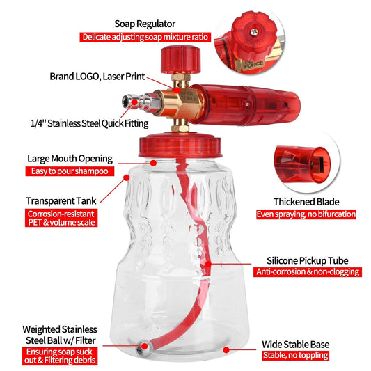 Pressure Washer Brass Snow Foam Lance Foam Nozzle Car Wash Foam Maker for Karcher Elitech Bort AR Bosch Pressure Washer