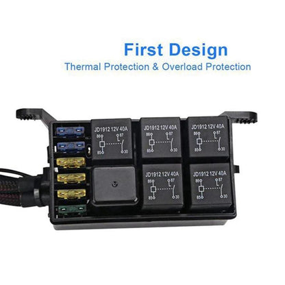 6 Gang Switch Panel Electronic Relay Control Box Fuse Relay Box Wiring Harness For Auto Truck Boat Marine Parts