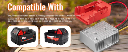 18V to 12V Step Down Converter for Milwaukee M18 Power Wheel Battery Adapter DC 12V 20A 240W Inverter Automatic Buck Converter