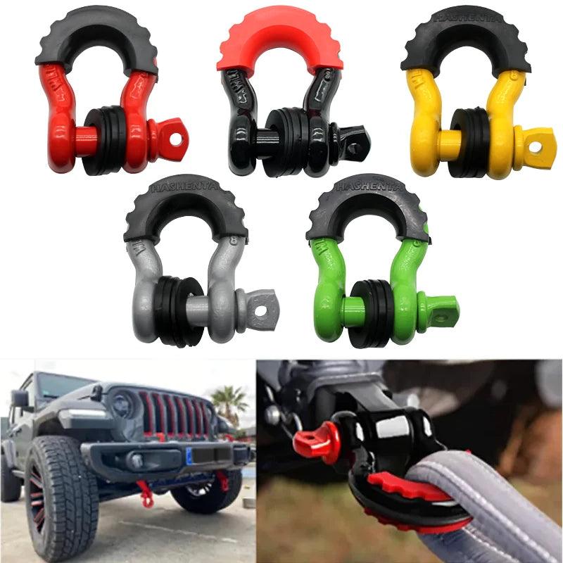 Anti-Rust Bow Shackle 5/8" D-Ring Shackle 42,990lbs Break Strength with Isolator &Washers Kit for Jeep Off-Road Vehicle Recovery Bow Shackle