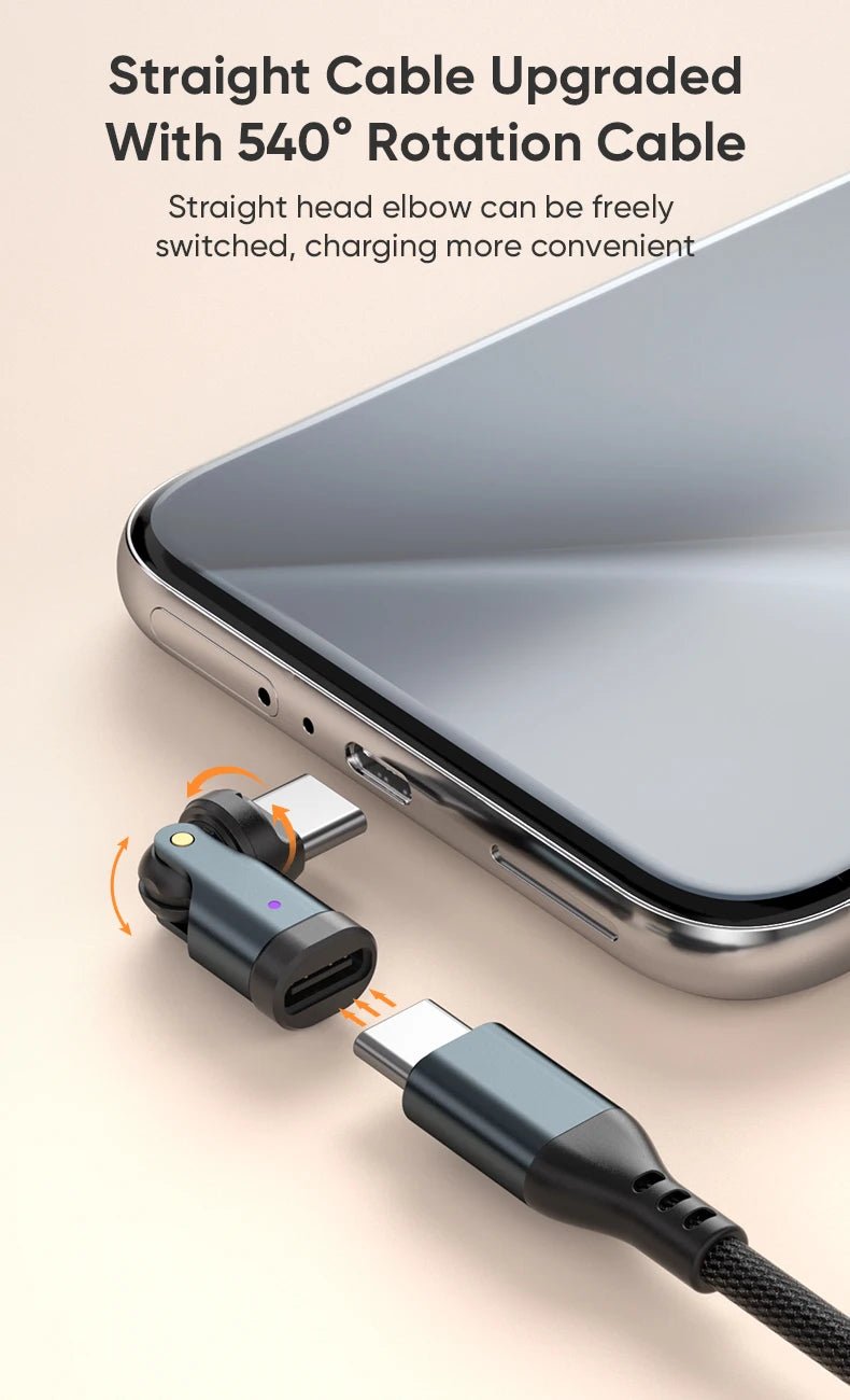 AUFU PD240W OTG USB C to Type C Adapter 540 Rotation Type-C Male to Female Converter for Macbook Xiaomi Samsung OTG Connector Starlink Cables & Adaptors