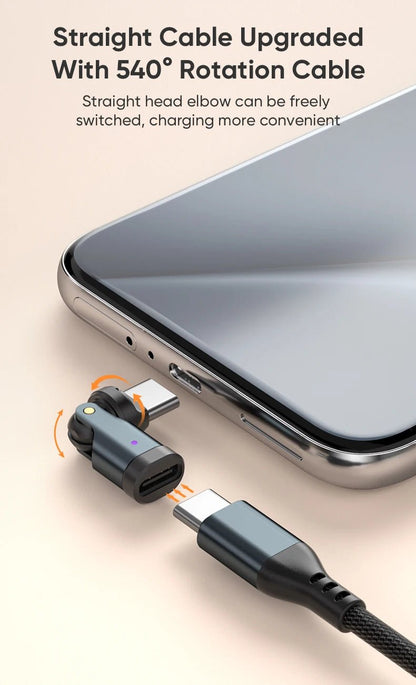 AUFU PD240W OTG USB C to Type C Adapter 540 Rotation Type-C Male to Female Converter for Macbook Xiaomi Samsung OTG Connector Starlink Cables & Adaptors