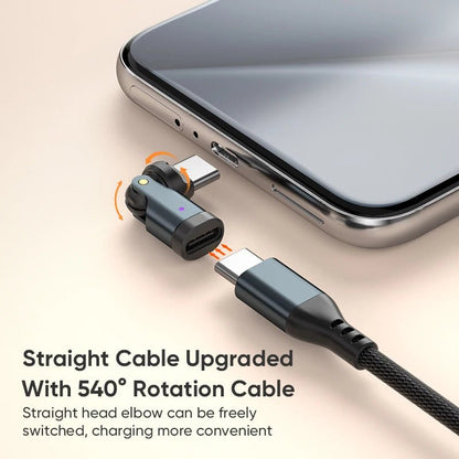 AUFU PD240W OTG USB C to Type C Adapter 540 Rotation Type-C Male to Female Converter for Macbook Xiaomi Samsung OTG Connector Starlink Cables & Adaptors