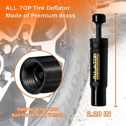 Auto-Stop Tire Deflator Valve Kit (10-30 PSI) 4 PCS Screw-on Tyre Air Down Tool Vehicles Motorcycle Offroad 4x4 Tyre Deflator