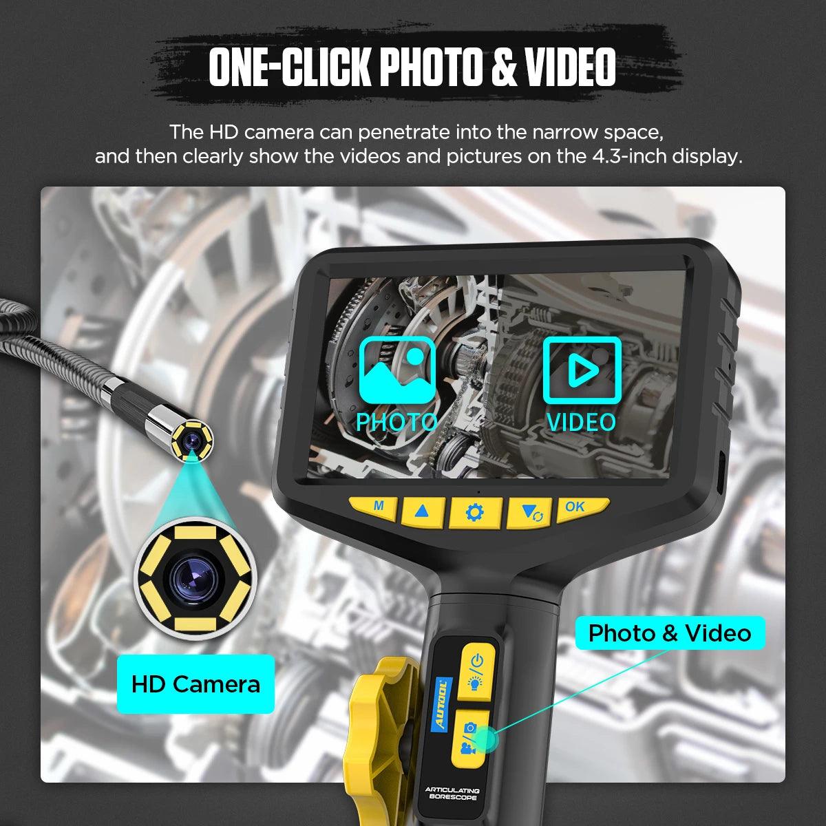 AUTOOL SVB305 720 HD Automotive Industrial Endoscope with Light Autofocus Endoscope Inspection Camera Lens for IMG & Video Inspection Camera