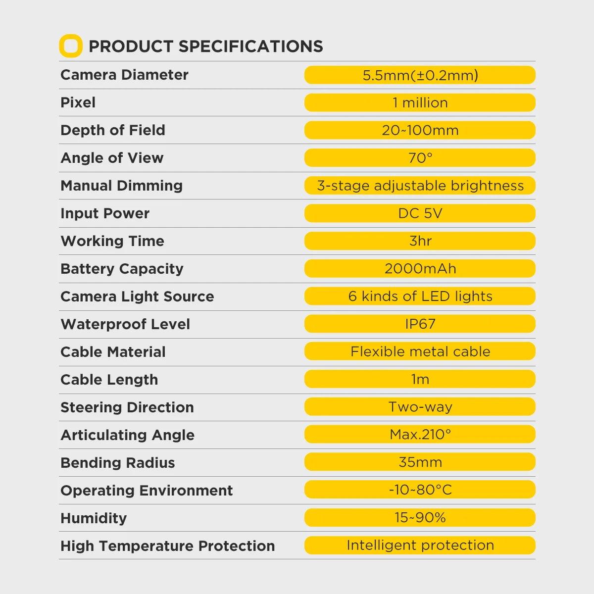 AUTOOL SVB305 720 HD Automotive Industrial Endoscope with Light Autofocus Endoscope Inspection Camera Lens for IMG & Video Inspection Camera