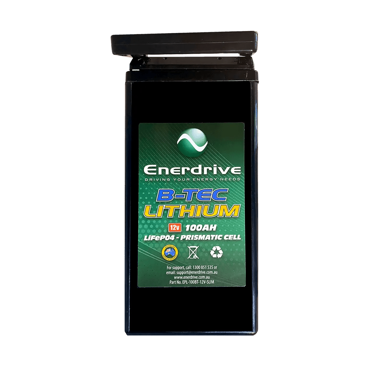 B-TEC 100ah 12V LiFePo4 Slim Case Battery 12v Bluetooth Lithium