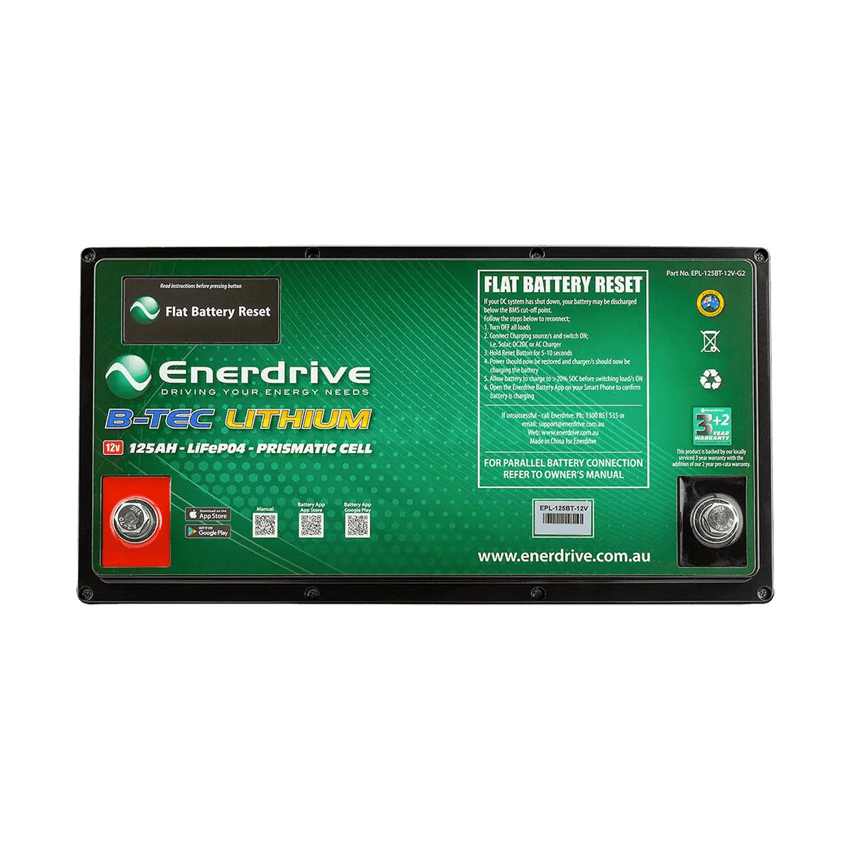 B-TEC 125amp / 12V LiFePo4 Battery Gen2 12v Bluetooth Lithium