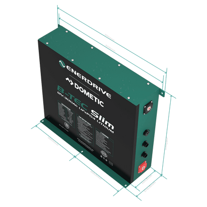 B-TEC 300amp / 12v LiFePO4 BT Slim Metal Case Battery 12v Bluetooth Lithium