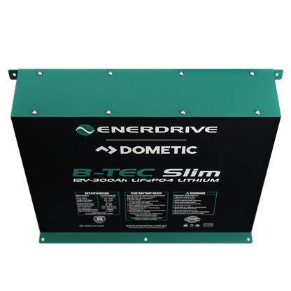 B-TEC 300amp / 12v LiFePO4 BT Slim Metal Case Battery 12v Bluetooth Lithium