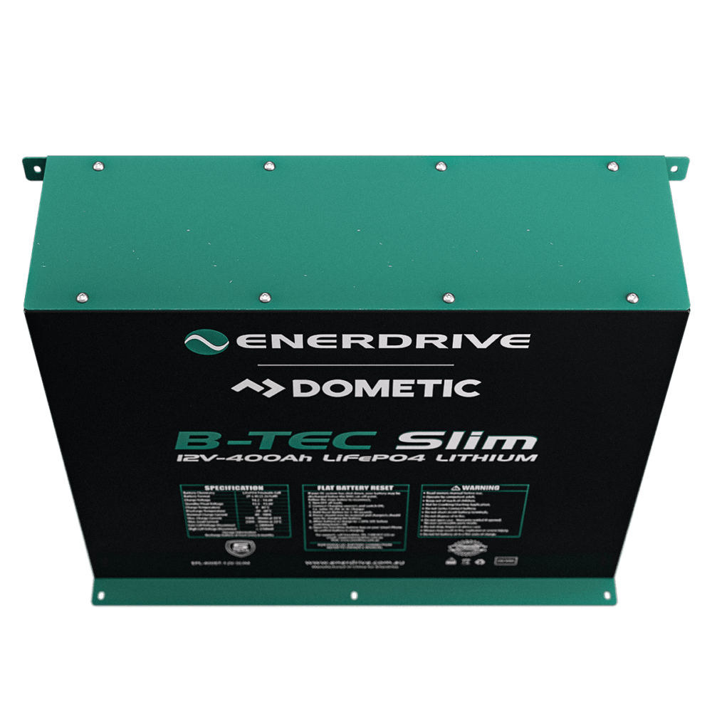 B-TEC 400amp / 12v LiFePO4 BT Slim Metal Case Battery 12v Bluetooth Lithium