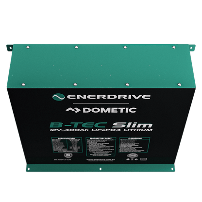 B-TEC 400amp / 12v LiFePO4 BT Slim Metal Case Battery 12v Bluetooth Lithium