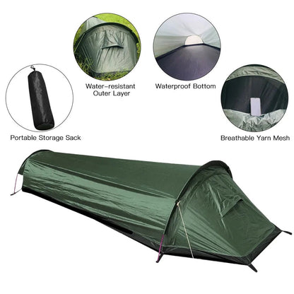 Backpacking Tent Outdoor Hiking Camping Sleeping Bag Tent Waterproof Lightweight Single Person Tent Camping Swag