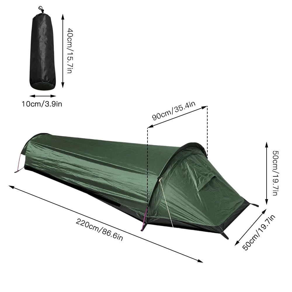 Backpacking Tent Outdoor Hiking Camping Sleeping Bag Tent Waterproof Lightweight Single Person Tent Camping Swag