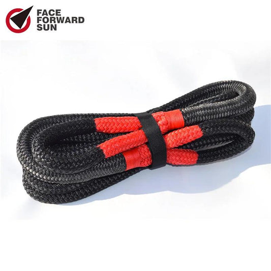 Black 3/4"*20ft Kinetic Rope,19mm*6m Energy Rope,Double braided Recovery Rope,Towing Ropes - Kinetic Rope - Open Cut Off - Grid
