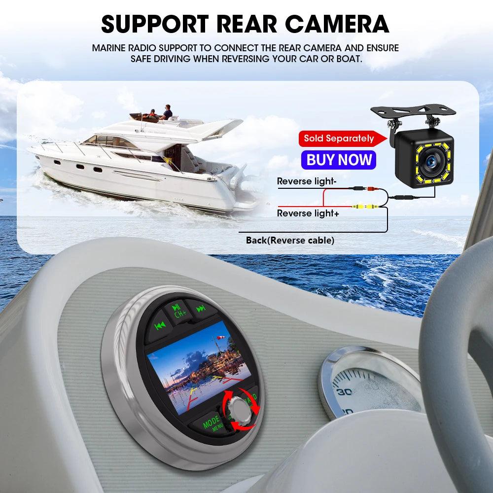 Boat Radio MP5 Marine Source Media Player AM FM RDS Receiver MP3 Stereo MP4 Video Play Bluetooth for ATV UTV SPA RZR Marine Radio