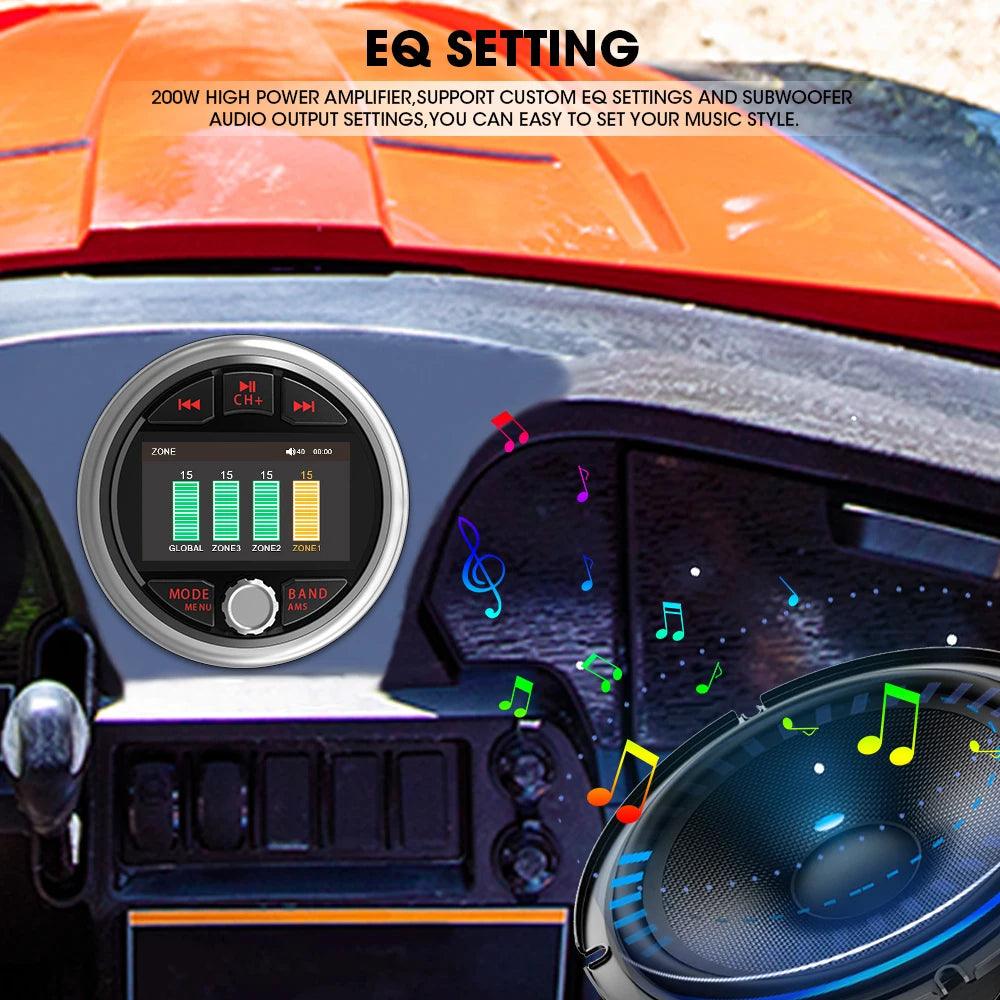 Boat Radio MP5 Marine Source Media Player AM FM RDS Receiver MP3 Stereo MP4 Video Play Bluetooth for ATV UTV SPA RZR Marine Radio