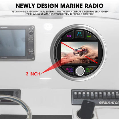 Boat Radio MP5 Marine Source Media Player AM FM RDS Receiver MP3 Stereo MP4 Video Play Bluetooth for ATV UTV SPA RZR Marine Radio