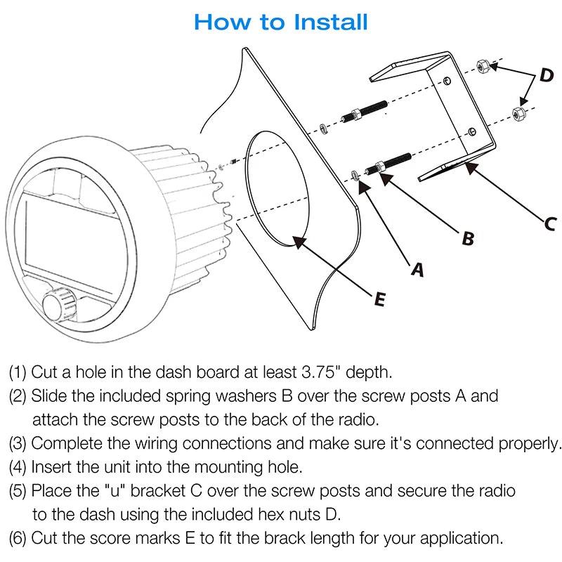 Boat Radio MP5 Marine Source Media Player AM FM RDS Receiver MP3 Stereo MP4 Video Play Bluetooth for ATV UTV SPA RZR Marine Radio