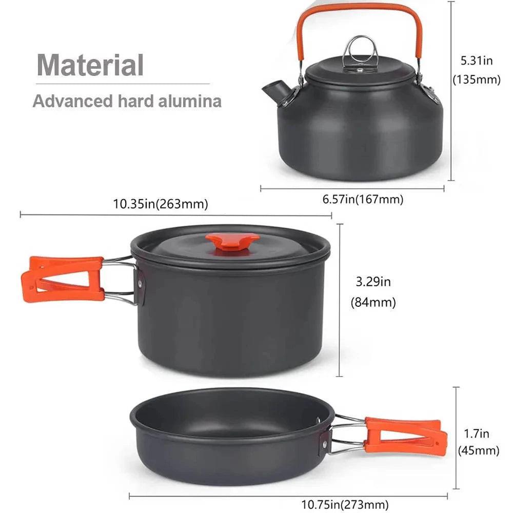 Camping Cooking set Camping Cookware Travel Tableware Outdoor Picnic Set Teapot For 2-3 Peaple Non-stick pots assorted sets Camp Cooking