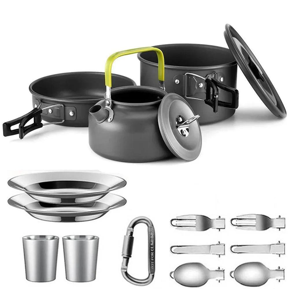 Camping Cooking set Camping Cookware Travel Tableware Outdoor Picnic Set Teapot For 2-3 Peaple Non-stick pots assorted sets Camp Cooking