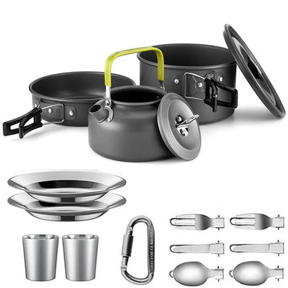 Camping Cooking set Camping Cookware Travel Tableware Outdoor Picnic Set Teapot For 2-3 Peaple Non-stick pots assorted sets Camp Cooking