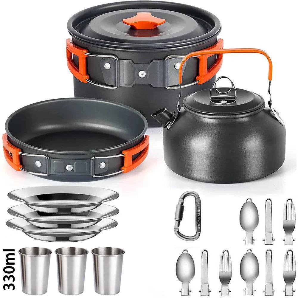 Camping Cooking set Camping Cookware Travel Tableware Outdoor Picnic Set Teapot For 2-3 Peaple Non-stick pots assorted sets Camp Cooking