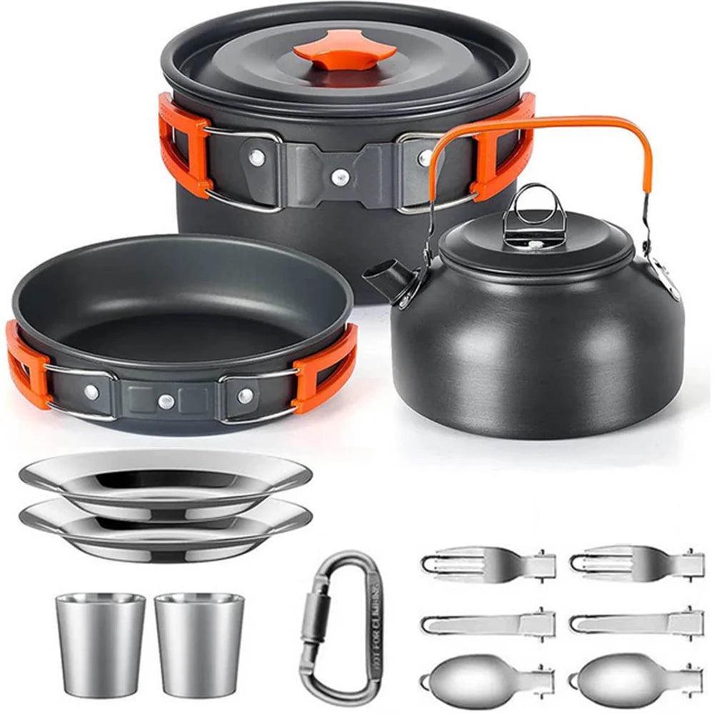 Camping Cooking set Camping Cookware Travel Tableware Outdoor Picnic Set Teapot For 2-3 Peaple Non-stick pots assorted sets Camp Cooking