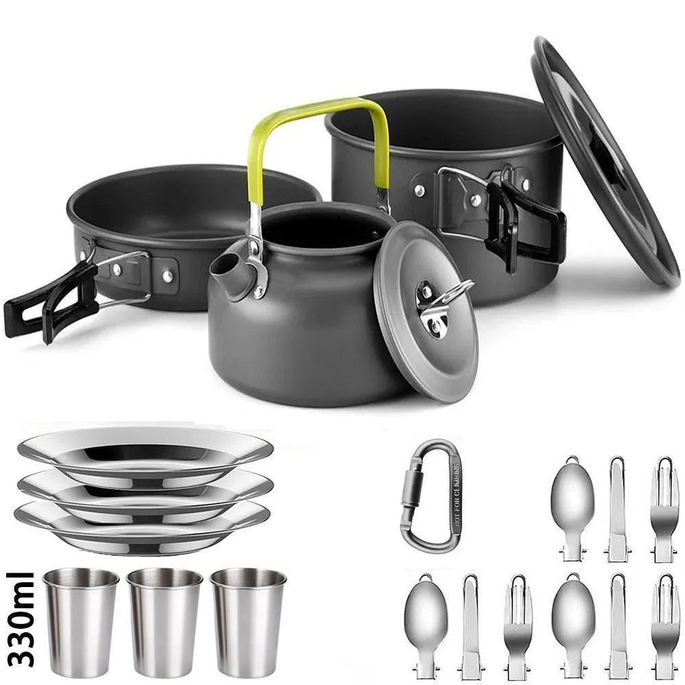 Camping Cooking set Camping Cookware Travel Tableware Outdoor Picnic Set Teapot For 2-3 Peaple Non-stick pots assorted sets Camp Cooking