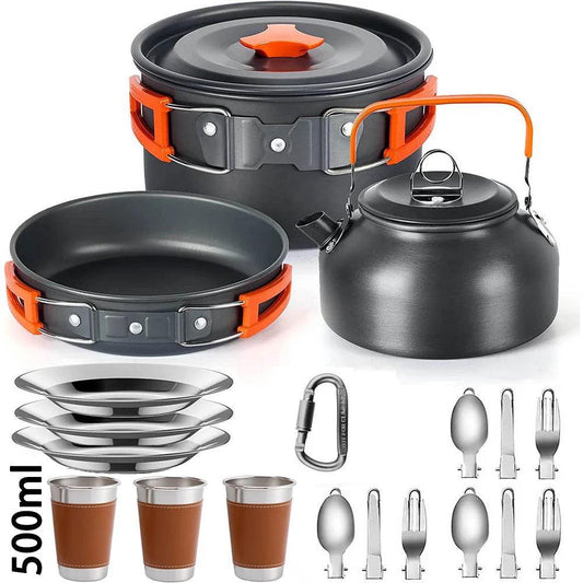 Camping Cooking set Camping Cookware Travel Tableware Outdoor Picnic Set Teapot For 2 - 3 Peaple Non - stick pots assorted sets - Camp Cooking - Open Cut Off - Grid
