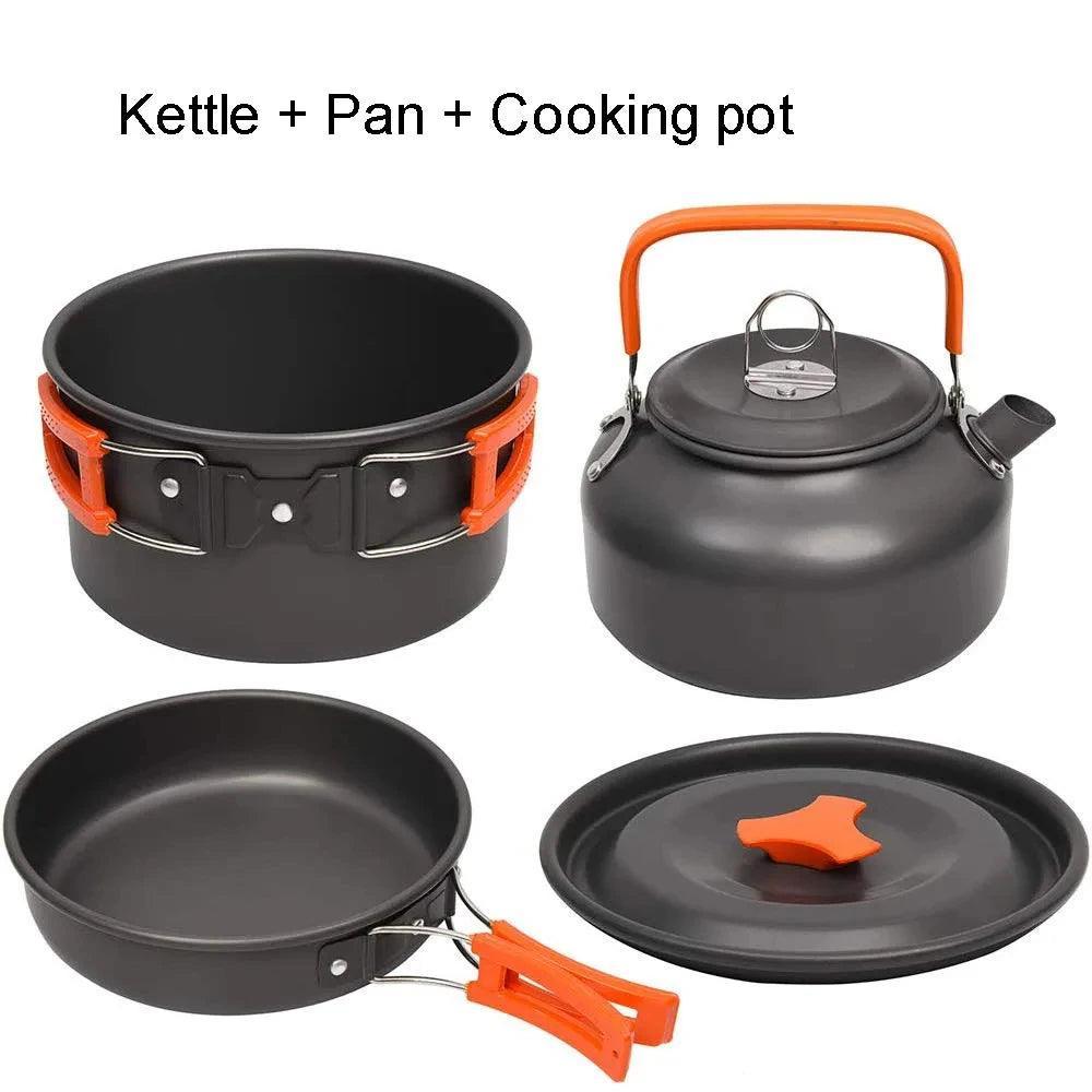 Camping Cooking set Camping Cookware Travel Tableware Outdoor Picnic Set Teapot For 2-3 Peaple Non-stick pots assorted sets Camp Cooking