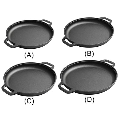 Cast Iron Frying Pan For Home Use Pizza Pancake Fry Pan Non - Stick Round Griddle For Crepes Camping BBQ Grill for Outdoor Cookwar - Frying Pan - Open Cut Off - Grid