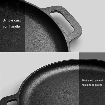 Cast Iron Frying Pan For Home Use Pizza Pancake Fry Pan Non - Stick Round Griddle For Crepes Camping BBQ Grill for Outdoor Cookwar - Frying Pan - Open Cut Off - Grid