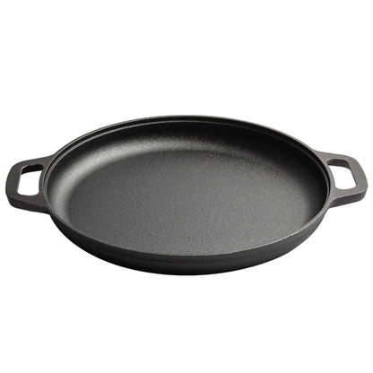 Cast Iron Frying Pan For Home Use Pizza Pancake Fry Pan Non - Stick Round Griddle For Crepes Camping BBQ Grill for Outdoor Cookwar - Frying Pan - Open Cut Off - Grid