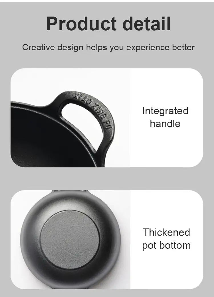 Cast Iron Pot Uncoated And Non Stick wok Casserole kitchen cooking pot cast iron skillet Cookware wok pan fry pan - Cast Iron Pot - Open Cut Off - Grid
