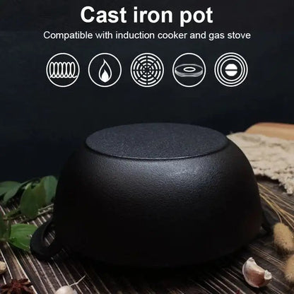 Cast Iron Pot Uncoated And Non Stick wok Casserole kitchen cooking pot cast iron skillet Cookware wok pan fry pan - Cast Iron Pot - Open Cut Off - Grid