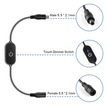 DC12V 5V 3A LED Tape Lights Touch Dimmer Switch Brightness Dimming Memory Function with DC Plug for 5050 SMD COB LED Strip Dimmer Switch