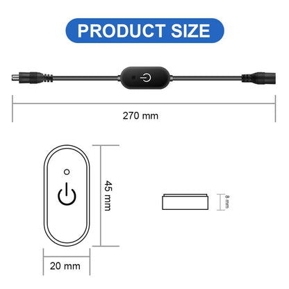 DC12V 5V 3A LED Tape Lights Touch Dimmer Switch Brightness Dimming Memory Function with DC Plug for 5050 SMD COB LED Strip Dimmer Switch
