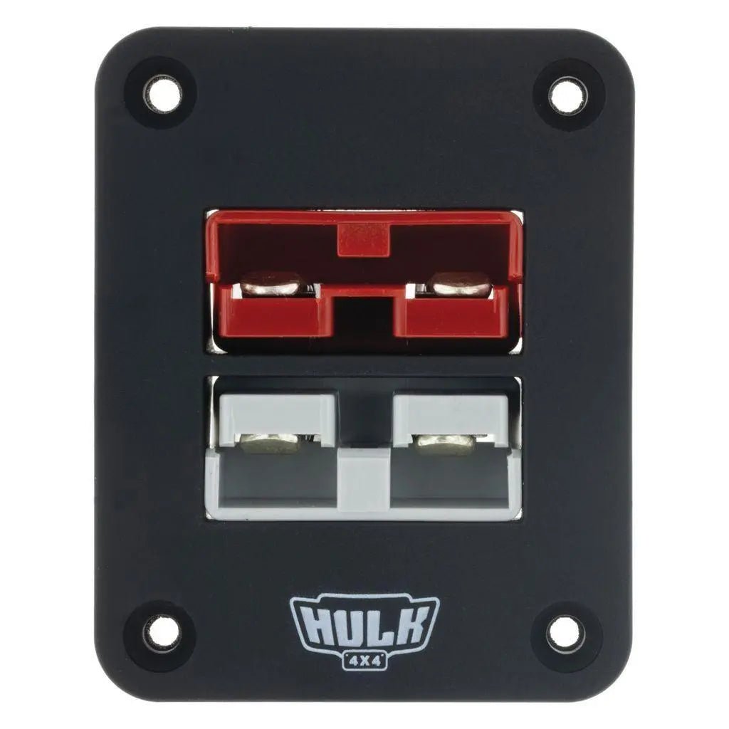 Double Flush Mount Housing W/ 50A Red & Grey Plugs - Flush Mount Accessory Panel - Hulk 4x4