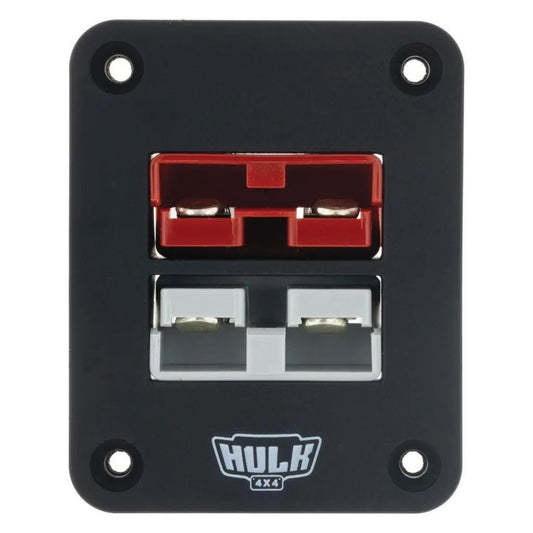 Double Flush Mount Housing W/ 50A Red & Grey Plugs - Flush Mount Accessory Panel - Hulk 4x4