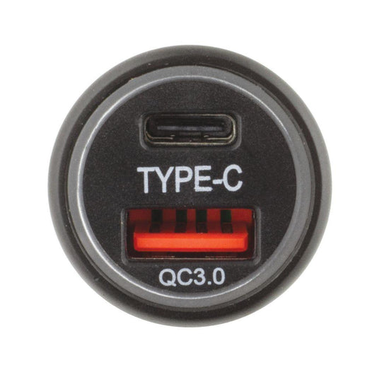 Dual USB in Car Socket Charger - USB Type C & QC3.0 - Aux 12v Socket - Hulk 4x4