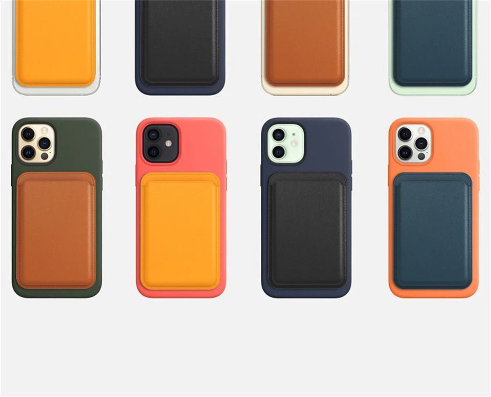 For Magsafe Magnetic Wallet Phone Case For iPhone 14 13 12 Pro Max Leather Card Holder Bag For iPhone 13 mini Cover Accessories - Open Cut Off - Grid