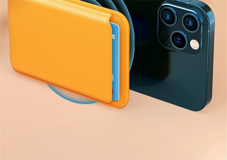 For Magsafe Magnetic Wallet Phone Case For iPhone 14 13 12 Pro Max Leather Card Holder Bag For iPhone 13 mini Cover Accessories - Open Cut Off - Grid