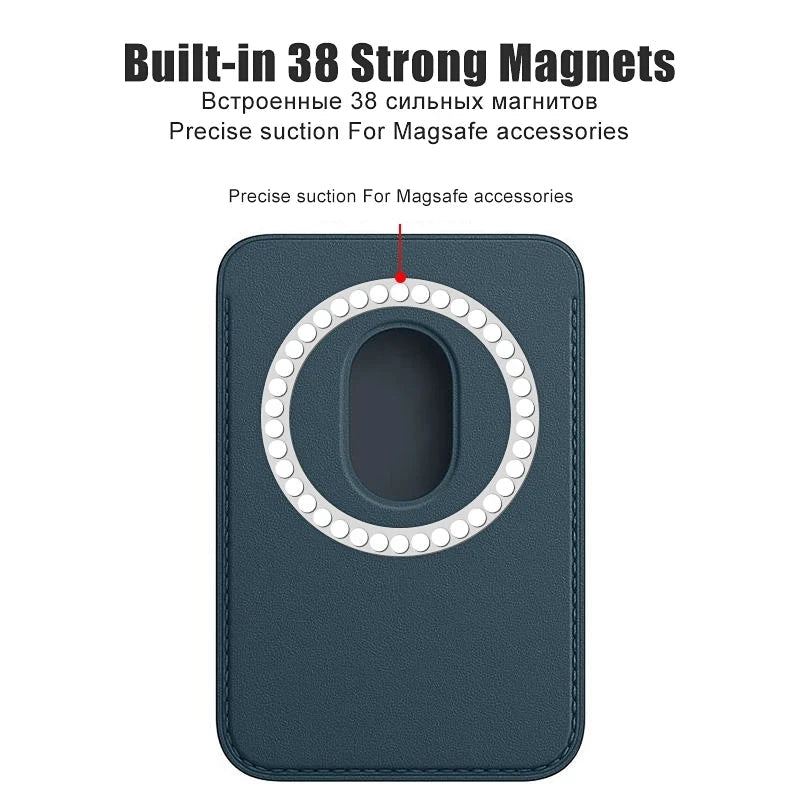 For Magsafe Magnetic Wallet Phone Case For iPhone 14 13 12 Pro Max Leather Card Holder Bag For iPhone 13 mini Cover Accessories - Open Cut Off - Grid
